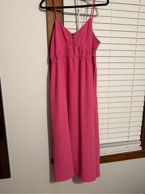 a new day Hot Pink Spaghetti Strap Dress with Pockets size XL